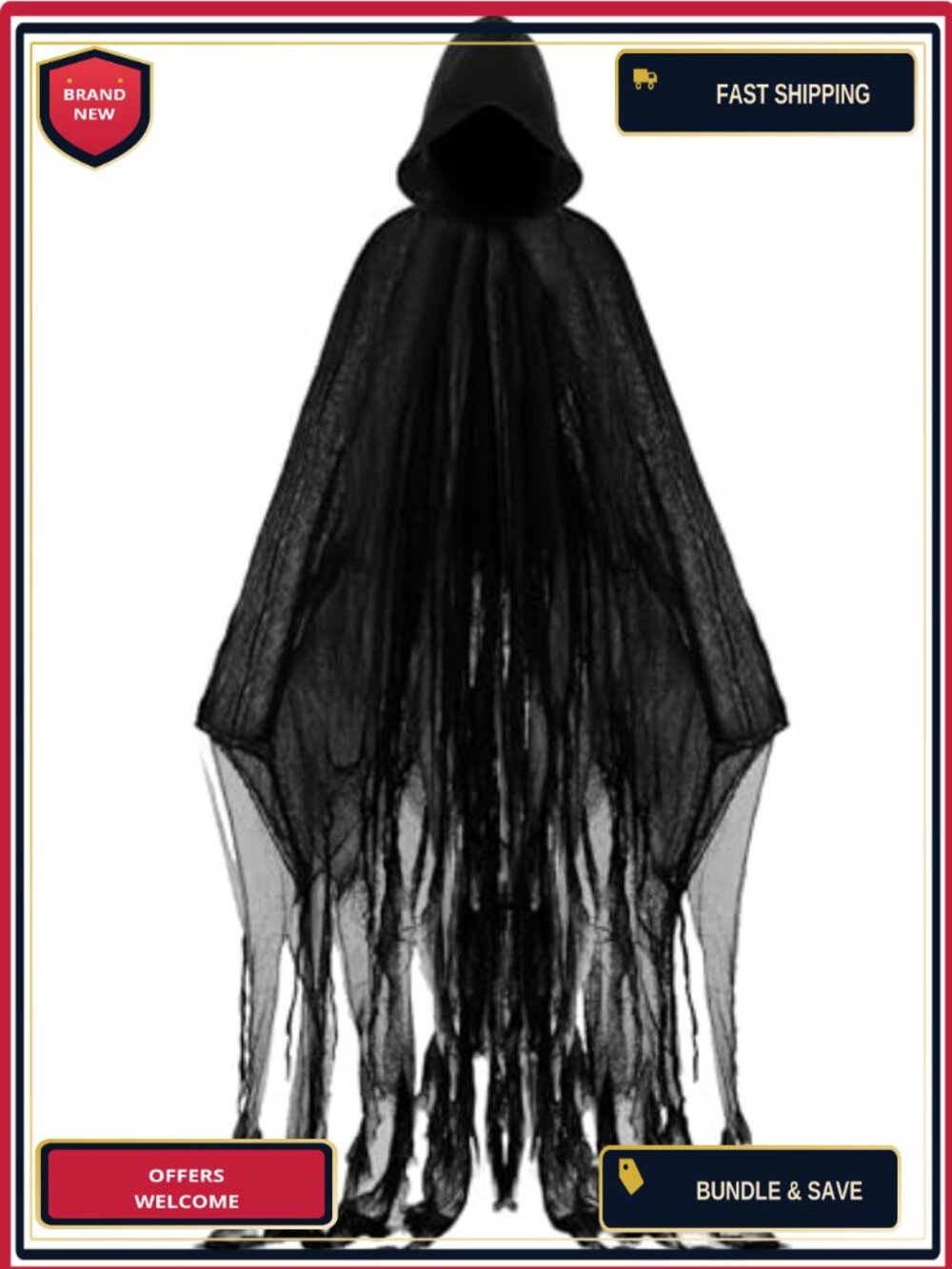 Geyoga Hooded Cloak Cape Costume Linen Mesh Halloween Cosplay